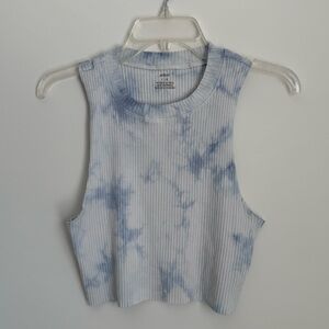Aerie Blue Tie-Dye Ribbed Crop Top
